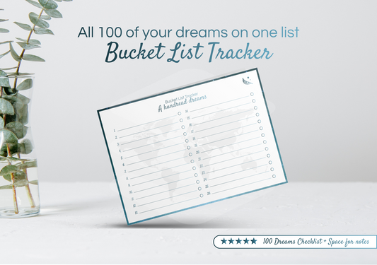 Bucket List Tracker, Podręczna Lista 100 Marzeń, Karta do Śledzenia Postępu